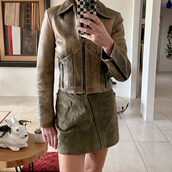 BLANK NYC Womens Suede Leather Two Way Zip Front Mini Skirt Size 26 - Picture 2 of 10